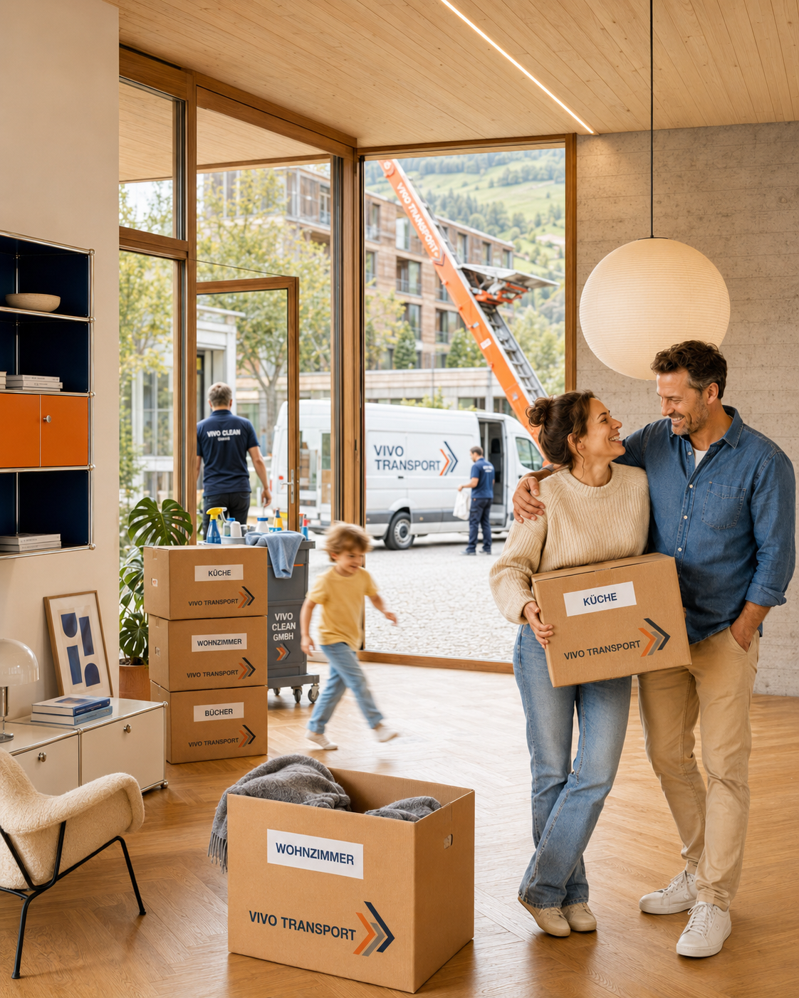 Familie nach Umzug in Amriswil und der Ostschweiz mit Vivo Transport GmbH
